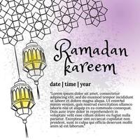 eid al fitr ramadan cartão e fundo com estilo de ornamento islâmico de desenho à mão em fundo branco grunge. vetor