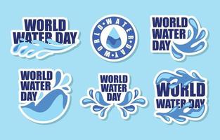 pacote de adesivos do dia mundial da água vetor