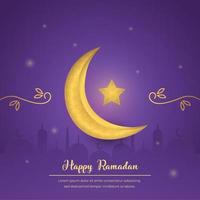 saudações felizes do Ramadã com vetor de fundo de ilustração de texto