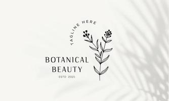 elemento floral botânico logotipo desenhado à mão com flores silvestres e folhas. logotipo para spa e salão de beleza, boutique, loja orgânica, casamento, designer floral, interior, fotografia, cosmético. vetor