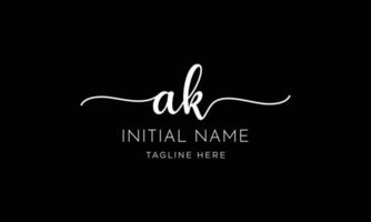 vetor de modelo de logotipo de assinatura inicial ak ka