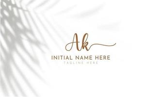 vetor de modelo de logotipo de assinatura inicial ak ka