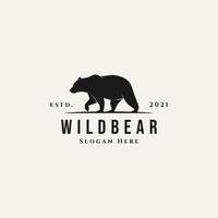 imagem de design de vetor de ícone de logotipo de urso selvagem vintage