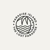logotipo de arte de linha de resort e hotel ilha paradisíaca vetor