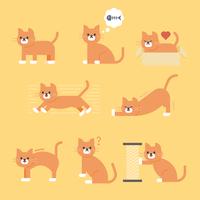 coleção de pose de gato fofo. ilustração vetorial animal. vetor