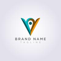 Design de logotipo Combinado V e planos para negócios ou sua marca vetor