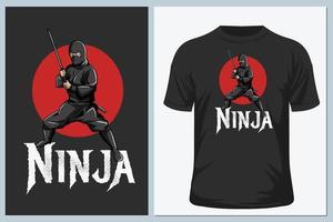 personagem ninja para design de camiseta vetor