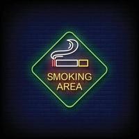 vetor de texto de estilo de sinais de néon na área de fumantes