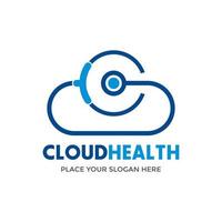 modelo de logotipo de vetor de saúde em nuvem. este design usa o símbolo do estetoscópio. adequado para internet, médicos e negócios.