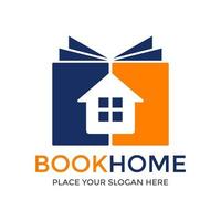 modelo de logotipo de vetor de livro em casa. este design usa o símbolo da casa. adequado para a educação.