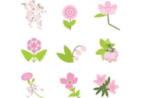 Realistic Pink Flower Vector Pack 