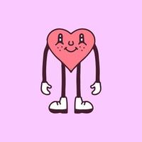 amo o personagem mascote, ilustração para camiseta, pôster, adesivo ou mercadoria de vestuário. com estilo cartoon retrô. vetor