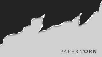 moldura rasgada de papel preto de forma abstrata mínima em fundo branco vetor