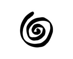 espiral antiga de tatuagem tribal preta. mão desenhando os poderes criativos da deusa do feminino divino, e o círculo interminável da criação. símbolo de fertilidade wicca. vetor isolado no modelo branco