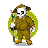 logotipo da mascote do panda kungfu vetor