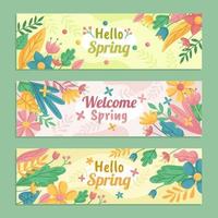 elementos de primavera do conjunto de banner floral vetor