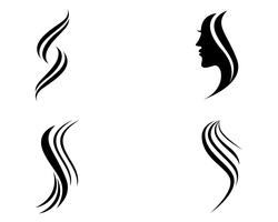 logotipo de mulher e rosto de cabelo e símbolos vetor