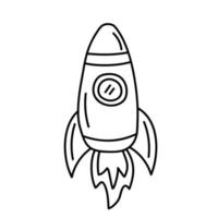 foguete espacial em estilo doodle. vetor