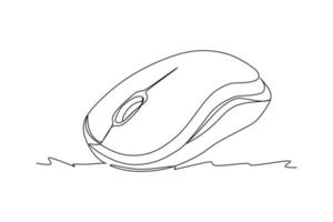 um desenho de linha de objeto de vetor isolado - mouse de computador sem fio. um desenho de linha de objeto vetorial isolado - mouse de computador com fio