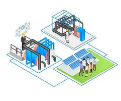 ilustração de manutenção e reparo elétrico do painel solar vetor