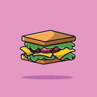 ilustração de ícone de vetor dos desenhos animados sanduíche. conceito de ícone de comida isolado vetor premium. estilo de desenho animado plano
