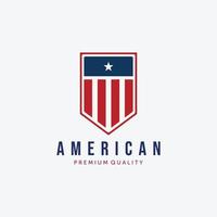 distintivo de design de vetor de logotipo da américa, ilustração do país de bandeira americana, conceito de bandeira dos eua vintage