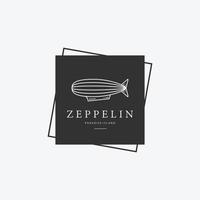 distintivo criativo do logotipo vintage da arte da linha zeppelin, design de ilustração do transporte de balão de ar, vetor do conceito de dirigível