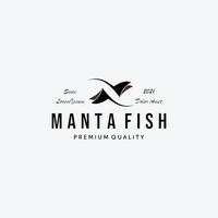 vetor de logotipo de peixe arraia simples, design vintage de peixe manta, conceito de ilustração de arraias manta