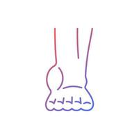 ícone de vetor linear gradiente de inflamação do tornozelo. pé e tornozelo inchados. desenvolvimento da osteoartrite. tendinite. símbolo de cor de linha fina. pictograma de estilo moderno. desenho de contorno isolado de vetor