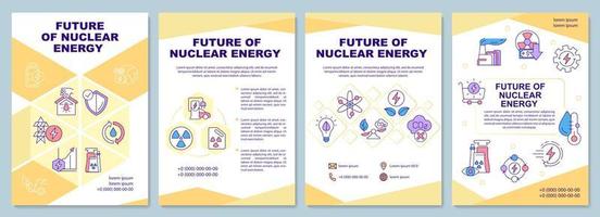 futuro do modelo de folheto de energia nuclear. combate às mudanças climáticas. folheto, livreto, impressão de folheto, design de capa com ícones lineares. layouts vetoriais para apresentação, relatórios anuais, páginas de anúncios vetor