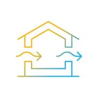 ícone de vetor linear gradiente do sistema de ventilação. proporcionando ventilação natural na edificação. evitar a condensação. símbolo de cor de linha fina. pictograma de estilo moderno. desenho de contorno isolado de vetor