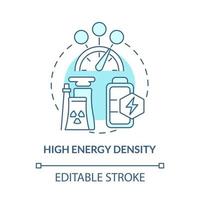 ícone de conceito azul de alta densidade de energia. energia nuclear vantagem idéia abstrata ilustração de linha fina. plantas nucleares. produzindo potência máxima. desenho de cor de contorno isolado de vetor. traço editável vetor