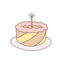 bolo bonito dos desenhos animados. ilustração vetorial colorida isolada no fundo branco. símbolo de bolo para aniversário, casamento, festa vetor