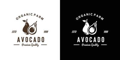 gráfico de ilustração vetorial de silhueta preta dois logotipo de abacate bom para o mercado de frutas logotipo vintage de frutas de abacate vetor