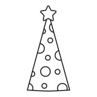 ícone de contorno de vetor de chapéu de festa isolado no fundo branco. cone chapéu símbolo linear de aniversário ou ano novo. boné de festa bonito