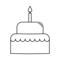 ícone de vetor de contorno de bolo de férias isolado no fundo branco. bolo de símbolo para aniversário, casamento, festa.