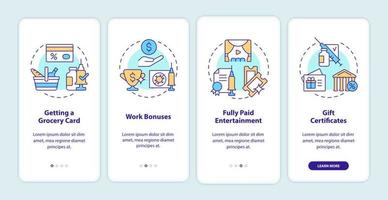 bônus de vacinação na tela da página do aplicativo móvel. obter instruções gráficas passo a passo de 4 etapas do cartão de supermercado com conceitos. modelo de vetor ui, ux, gui com ilustrações coloridas lineares