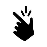 novas ideias metáfora ícone de glifo preto. estalando os dedos. ok gesto. lembre-se do pensamento. parceria de sucesso. símbolo de silhueta no espaço em branco. pictograma sólido. ilustração vetorial isolada vetor