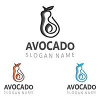 modelo de ilustração criativa de design de logotipo de frutas frescas de abacate vetor