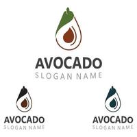 modelo de ilustração criativa de design de logotipo de frutas frescas de abacate vetor