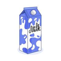 ilustração em vetor de uma caixa de leite isolada em um fundo branco. produto lácteo orgânico saudável. desenho animado.