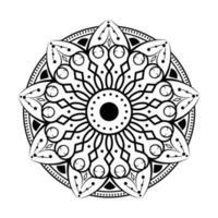 mandala em forma de flor, padrão preto e branco. pode ser usado para cartão de felicitações, impressão de capa de telefone, etc. fundo desenhado à mão, vetor isolado no branco. eps10