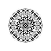 mandala étnica redonda preto e branco, ilustração vetorial no fundo branco. pode ser usado para colorir livro, cartão de felicitações, impressão de capa de telefone, etc. motivos islâmicos, árabes, paquistaneses, marroquinos e turcos. vetor