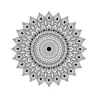 ornamento redondo geométrico mandala, motivo indiano árabe étnico tribal, padrão floral abstrato circular. elemento de design de vetor decorativo de mão desenhada. Preto e branco