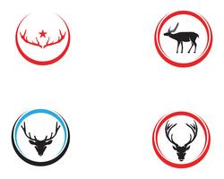 Head deer animals logo ícones de silhouete preto vetor