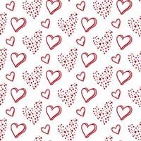 padrão sem emenda de corações dos namorados bonito mão desenhada. doodle decorativo amor forma de coração no estilo de desenho. ícone de corações de tinta de rabisco para design de casamento, embrulho, ornamentado e cartões de saudação. romântico vetor