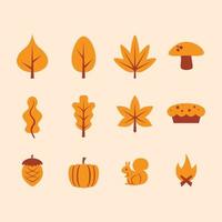 outono conjunto de ícones vetor