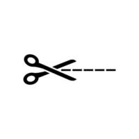 corte aqui símbolo, ilustração de desenho vetorial. tesoura e linha em design plano simples. pode ser editado