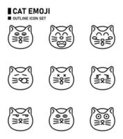 conjunto de ícones de contorno de emoji de gato. vetor