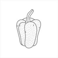 mão desenhada ilustração vetorial de um pimentão no estilo doodle. ilustração fofa de um vegetal em um fundo branco. vetor